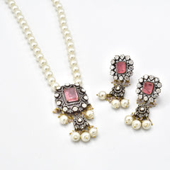 Yami Diamond Crystal Pendant Set Pink - The Pashm