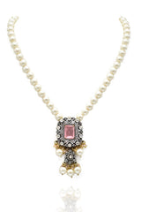 Yami Diamond Crystal Pendant Set Pink - The Pashm