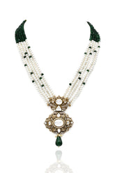 Manisha Pearl Green Antique Pendant Set - The Pashm