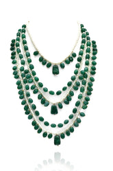 Prachi Layered Pearl Green Drops Haar Set - The Pashm