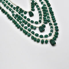 Prachi Layered Pearl Green Drops Haar Set