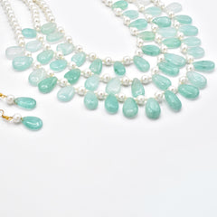 Malala Pearls Layered Necklace Mint - The Pashm