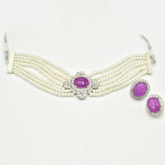 Neesha Pearl Choker - Pink - The pashm