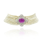 Neesha Pearl Choker - Pink - The pashm