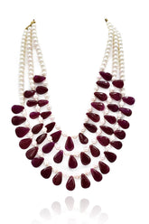 Malala Pearls Layered Necklace Red - The Pashm