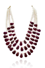 Malala Pearls Layered Necklace Red - The Pashm