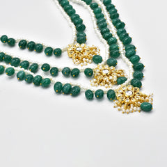 Hina Layered Pearl Green Drops Haar Set - The Pashm