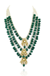 Hina Layered Pearl Green Drops Haar Set - The Pashm
