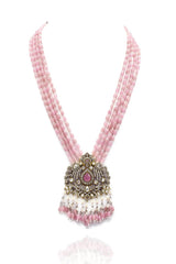 Chitra Antique Pendant Set Pink - The Pashm