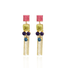 Emelia Multicolor Tassel Druzy Earrings