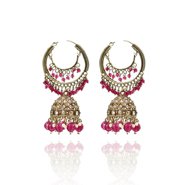 Lalita Jhumka Earrings Pink - The Pashm