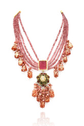 Ziha Layered Necklace Set Pink - The Pashm