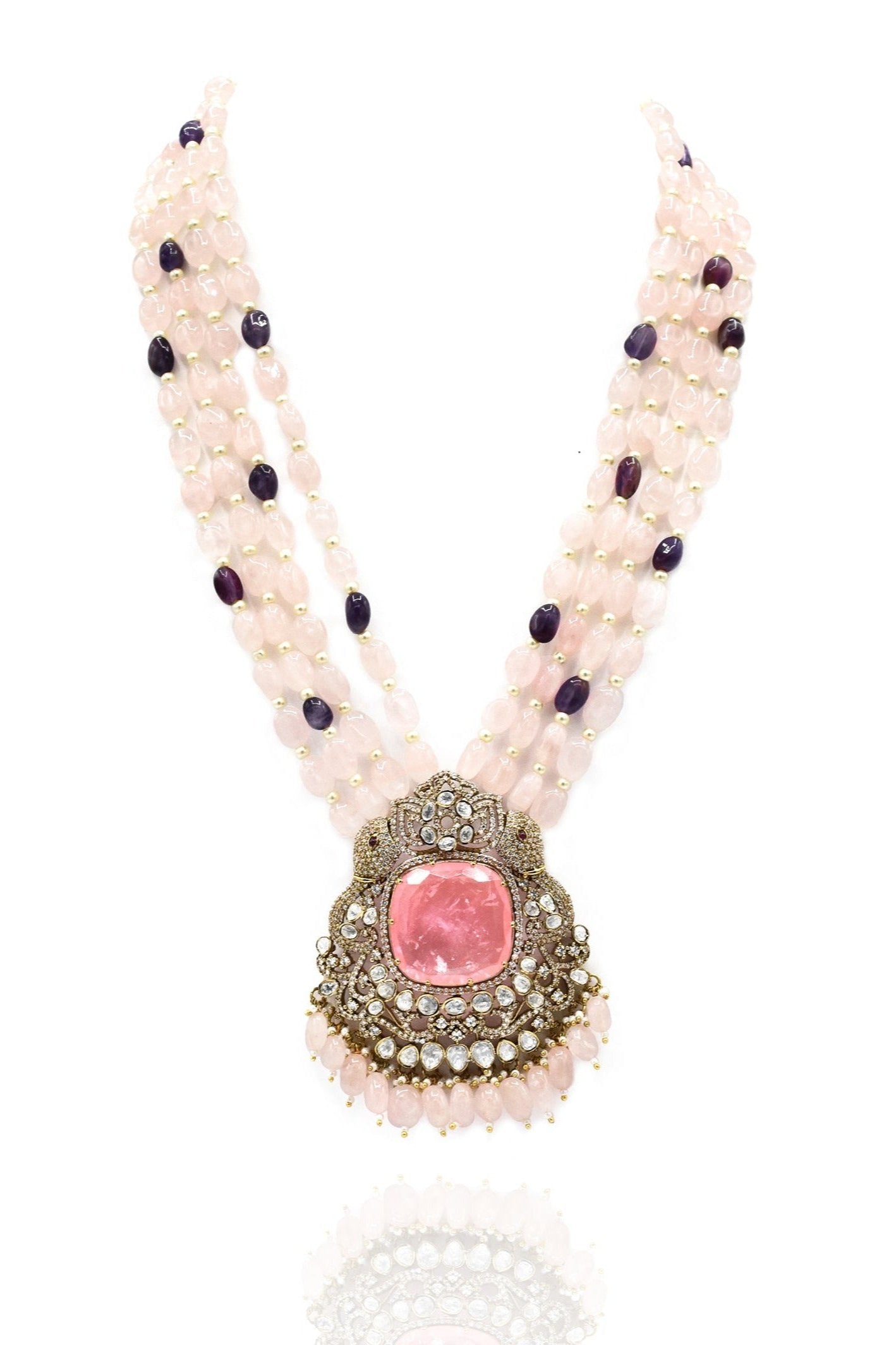 Sumi Blush Pink Antique Pendant Set - The pashm