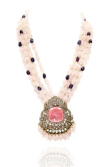 Sumi Blush Pink Antique Pendant Set - The pashm