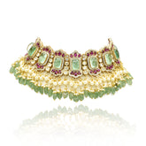 Maanya Mint Stones Pearl Drops Choker - The Pashm