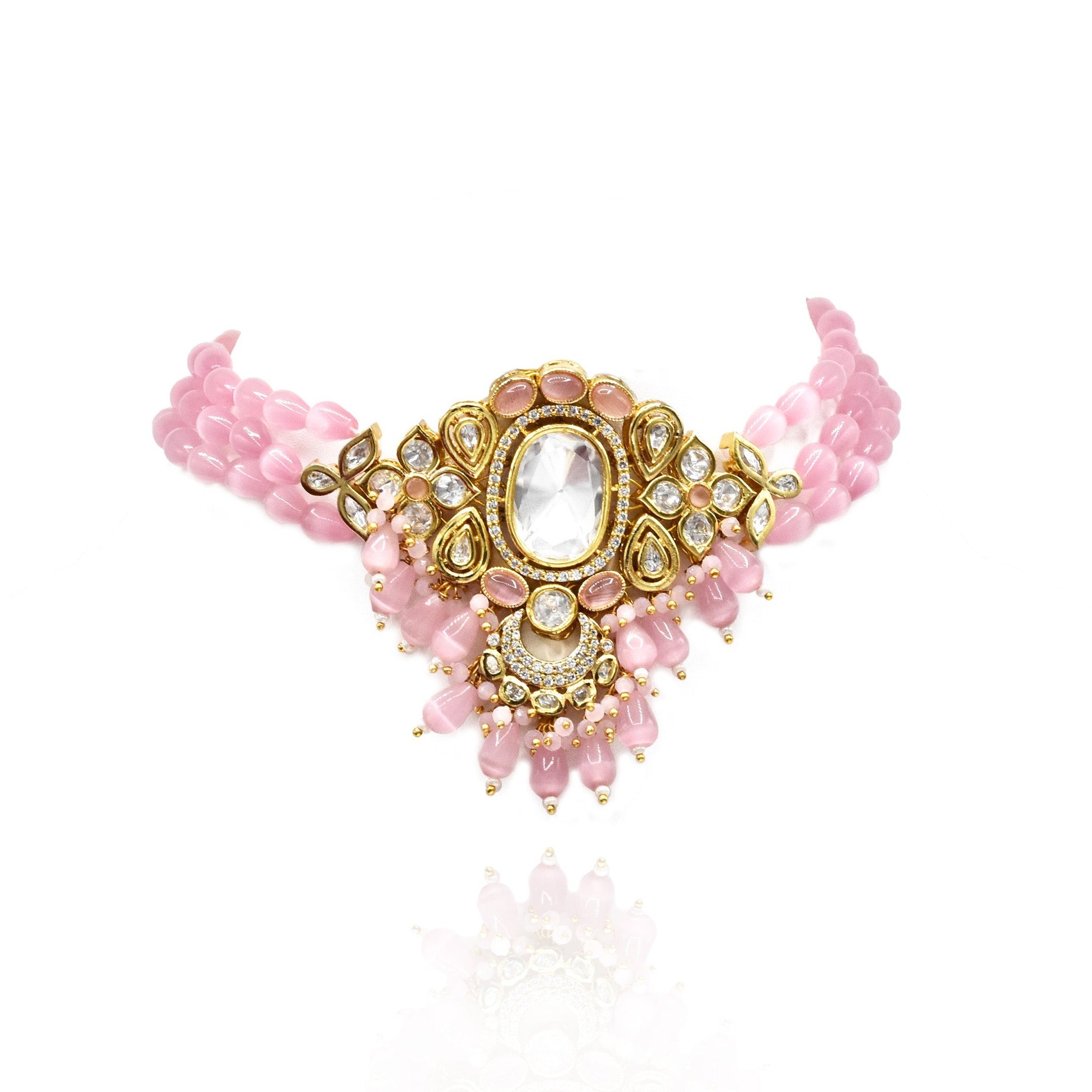 Aasma Pink Polki Moissanite Choker - The Pashm