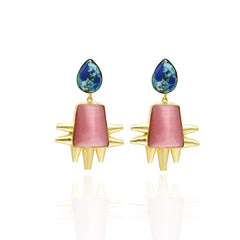 Nia Pink Stone Spike Earrings - The Pashm
