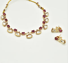 Aarna Moissanite Drops Necklace Red - the Pashm