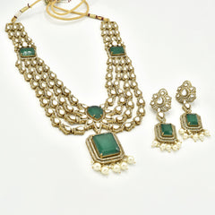 Jivika Polki Green Haar Set - The pashm