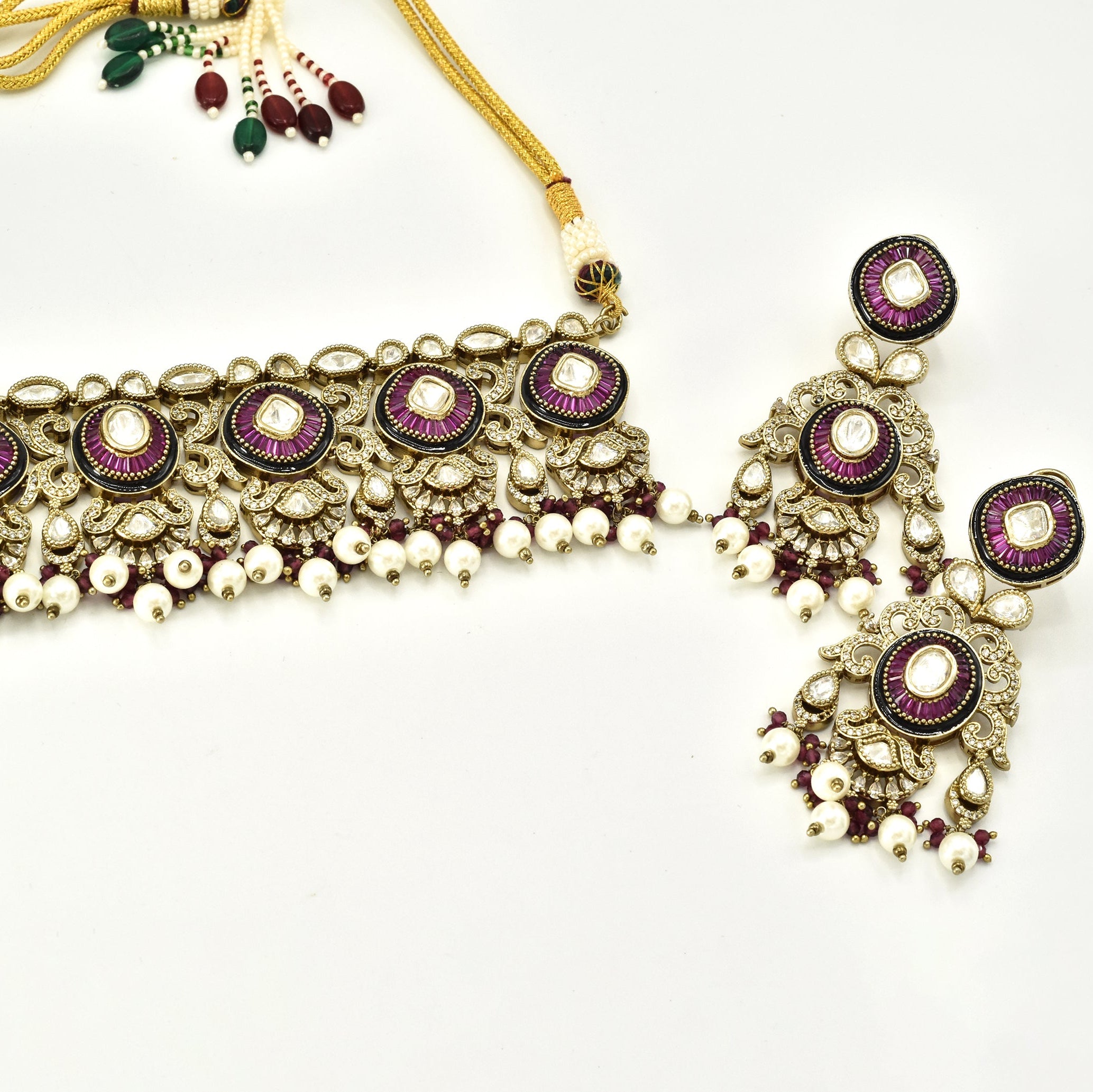 Jahanaara Ruby Polki Pearl Choker Set - The Pashm
