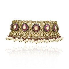 Jahanaara Ruby Polki Pearl Choker Set - The Pashm