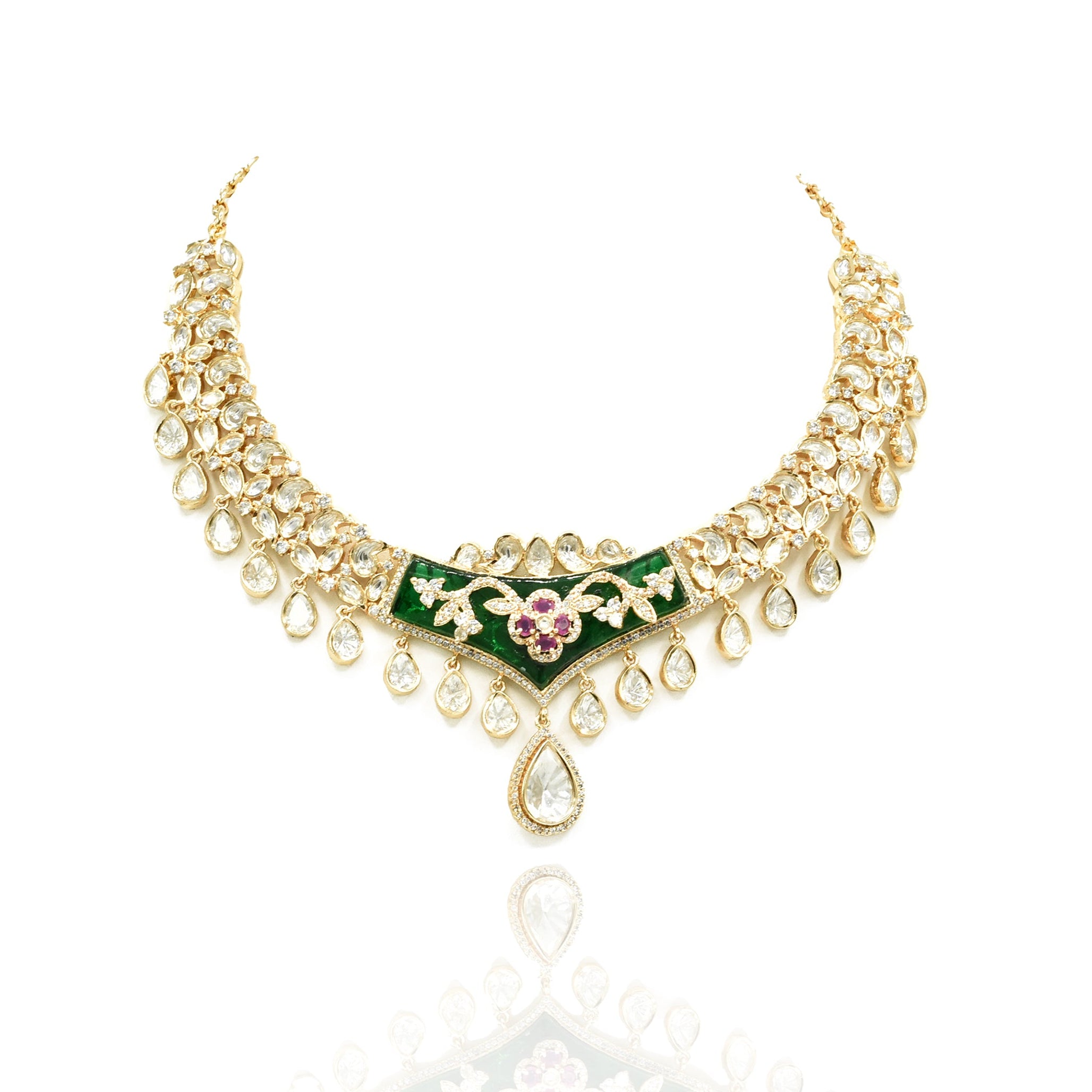 Meher Emerald Polki Cascade Necklace - The Pashm