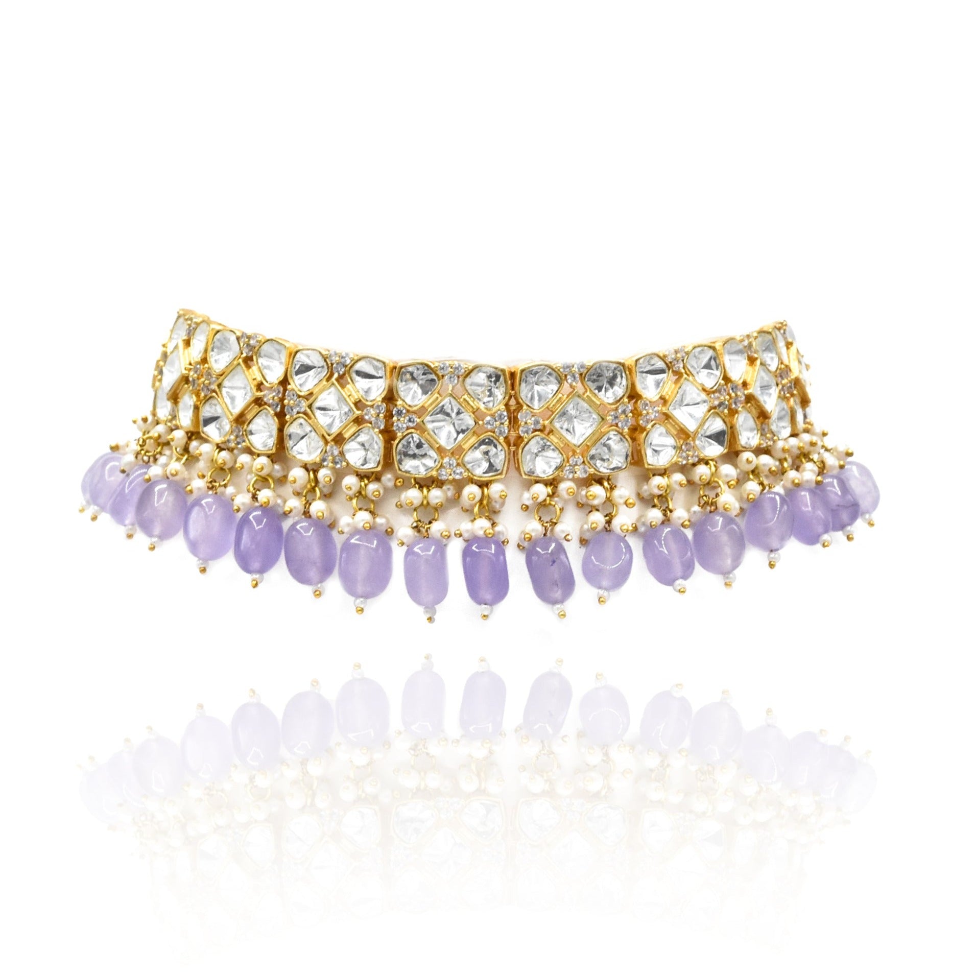 Aashi Polki Choker Lavender - The Pashm
