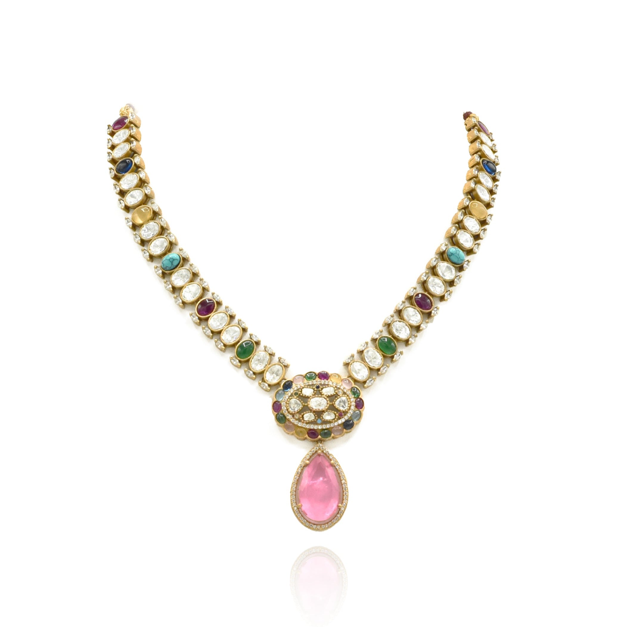 Vetali Polki Multicolor Necklace Set - The Pashm