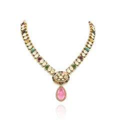 Vetali Polki Multicolor Necklace Set - The Pashm