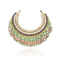 Paavi Kundan Blush Mint Drops Necklace - The Pashm