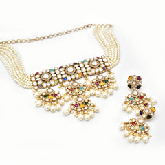 Sheerin Polki Multicolor Pearl Choker - The Pashm