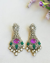 Nirvi Pink Polki Statement Earrings - The pashm