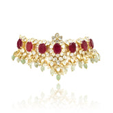 Aarzu Polki Red Stones Choker - The pashm