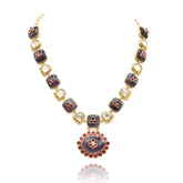 Divi Amethyst Encrusted Polki Pendant Set - The pashm