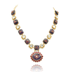 Divi Amethyst Encrusted Polki Pendant Set - The pashm