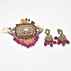 Fiza Hot Pink Antique Polki Choker Set - The Pashm
