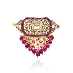 Fiza Hot Pink Antique Polki Choker Set - The Pashm