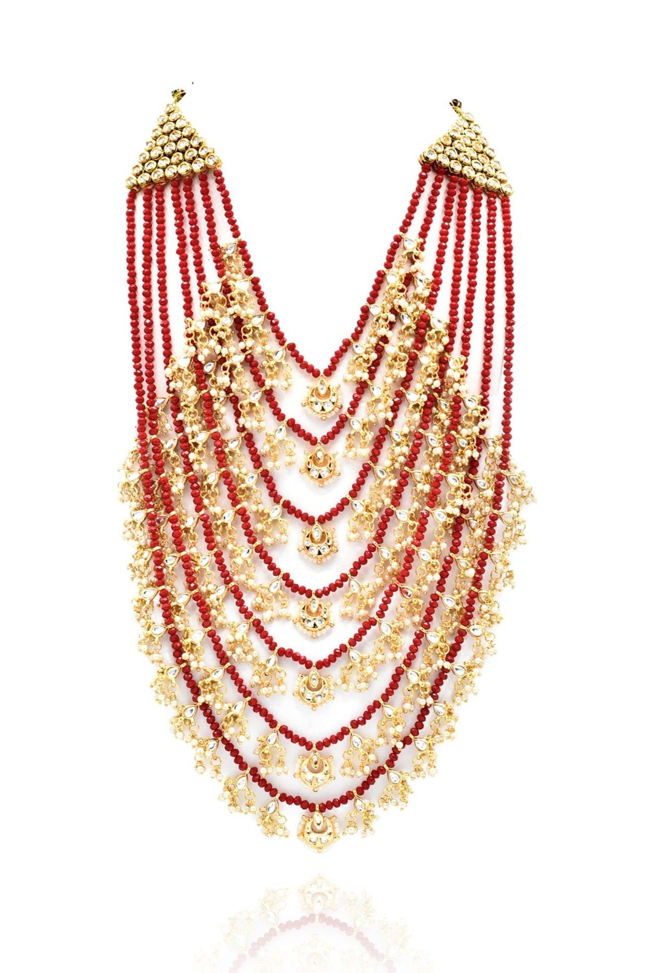 Nigaar Layered Red Trinkets Necklace Set - Th Pashm