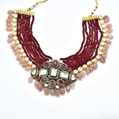 Riiva Antique Pendant Kundan Haar Set - The Pashm