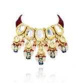 Naima Kundan Choker Set - Red - The Pashm
