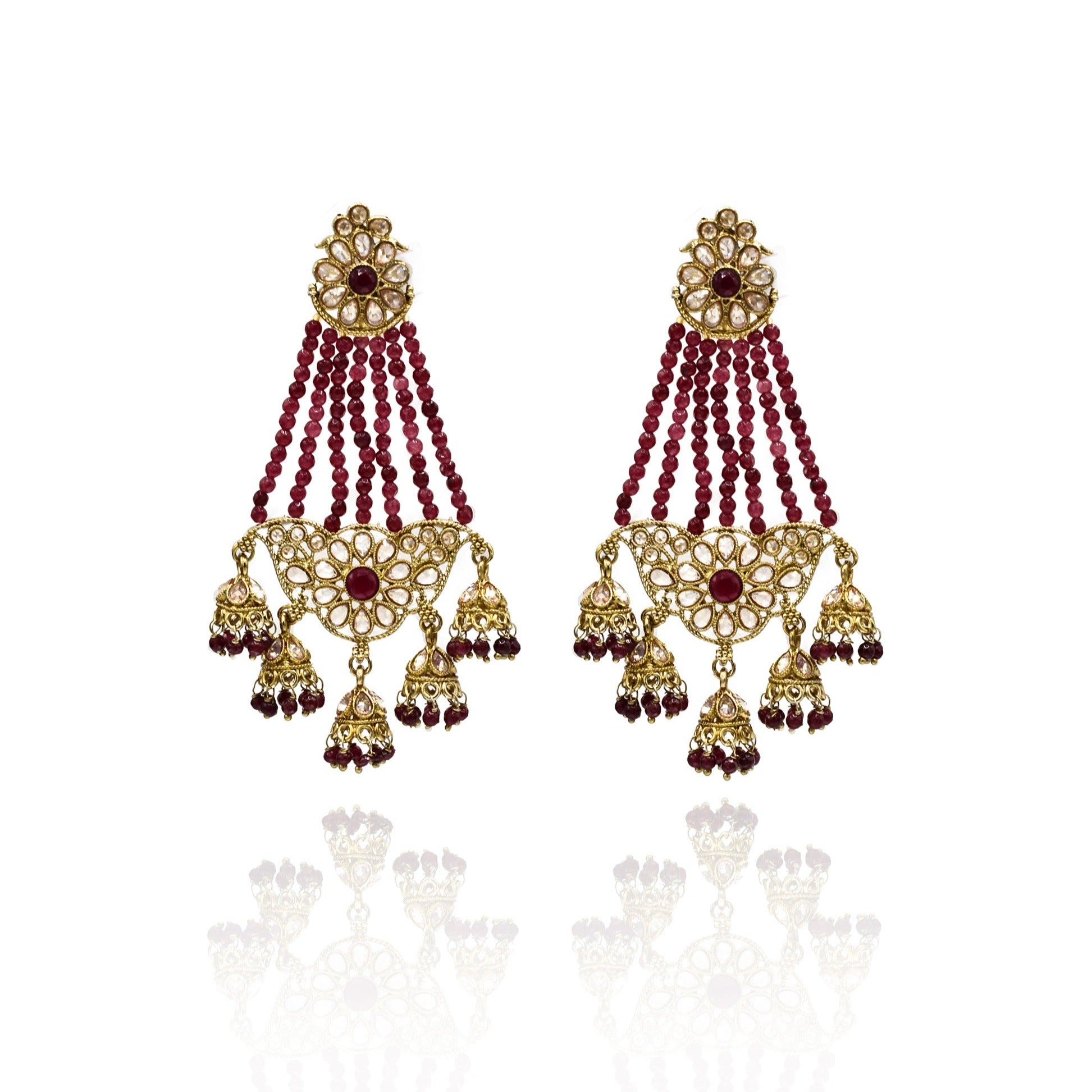 Shree Jarkan Earrings Red - The Pashm