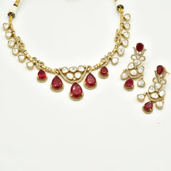 Amreen Crystal Drops Polki Hasli Set - The Pashm