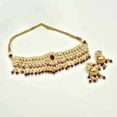 Tanishi Polki Red Carved Stone Choker Set - The Pashm