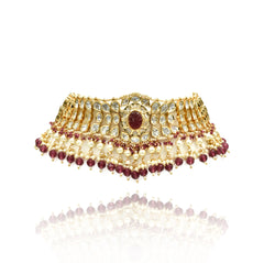 Tanishi Polki Red Carved Stone Choker Set - The Pashm
