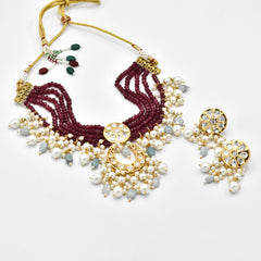 Dua Polki Red Beaded Choker - The Pashm