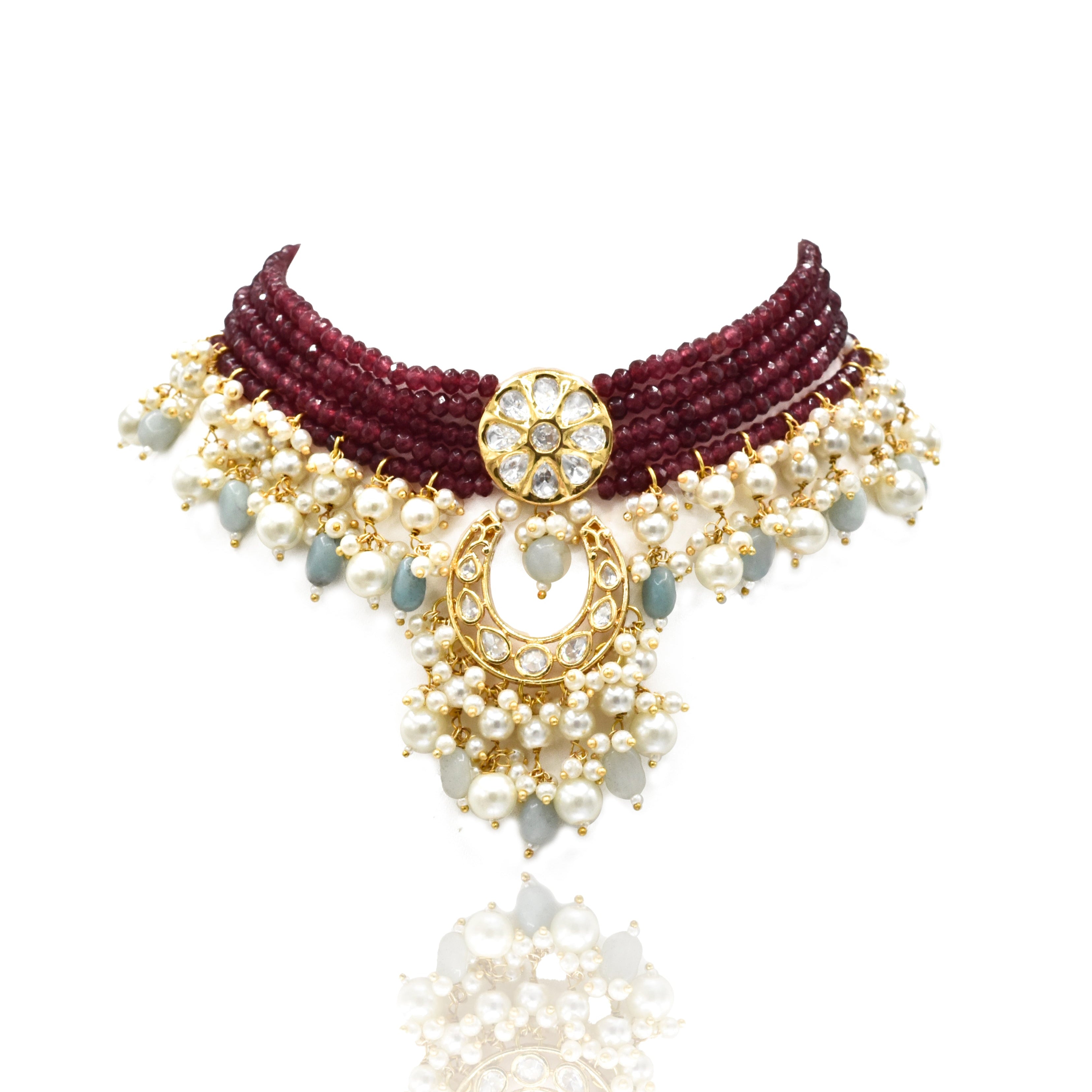 Dua Polki Red Beaded Choker - The pashm