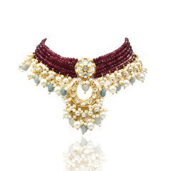 Dua Polki Red Beaded Choker - The pashm