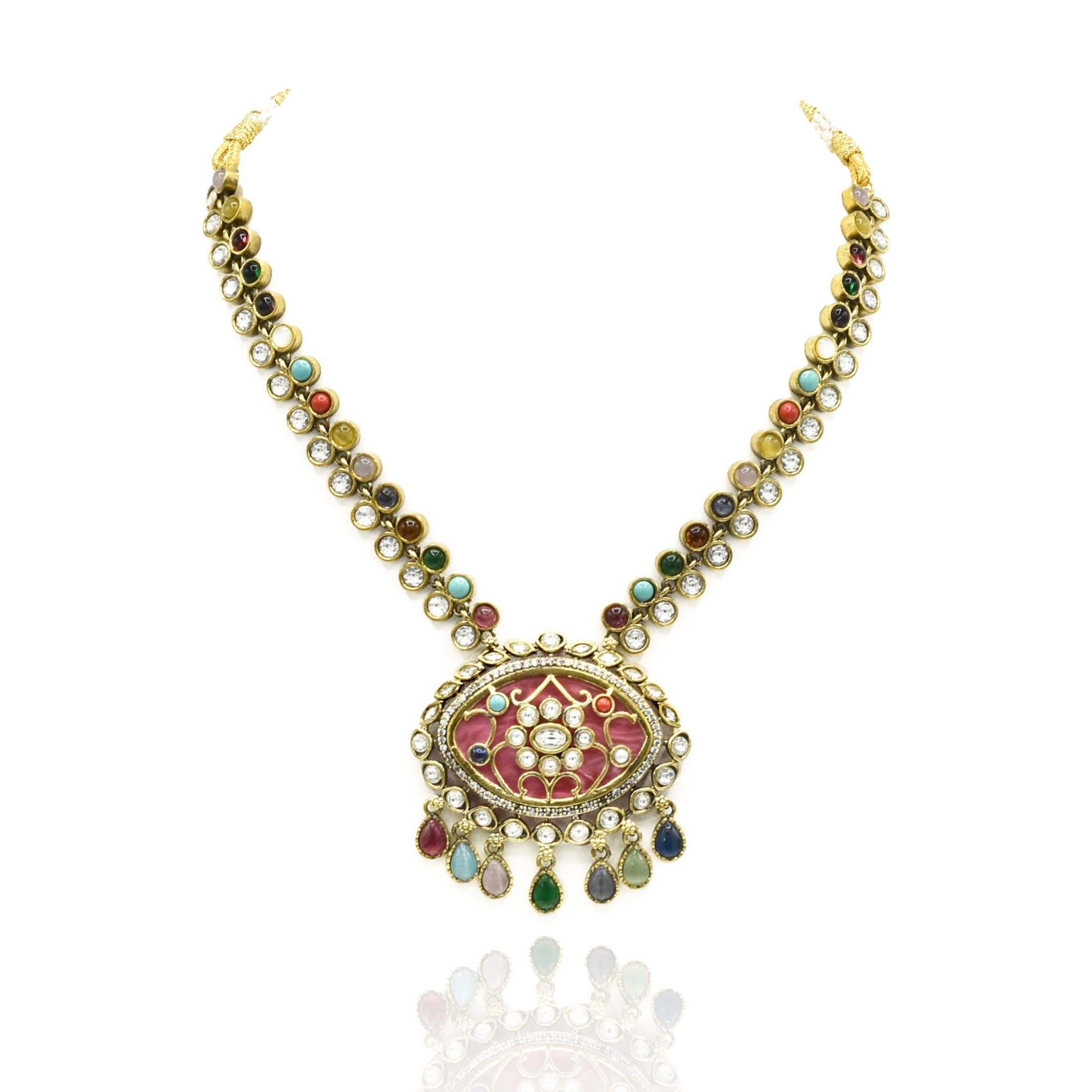 Amaira Polki Multicolor Pendant Set - The Pashm