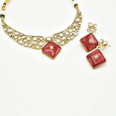 Haeley Polki Collar Necklace Red. - the Pashm