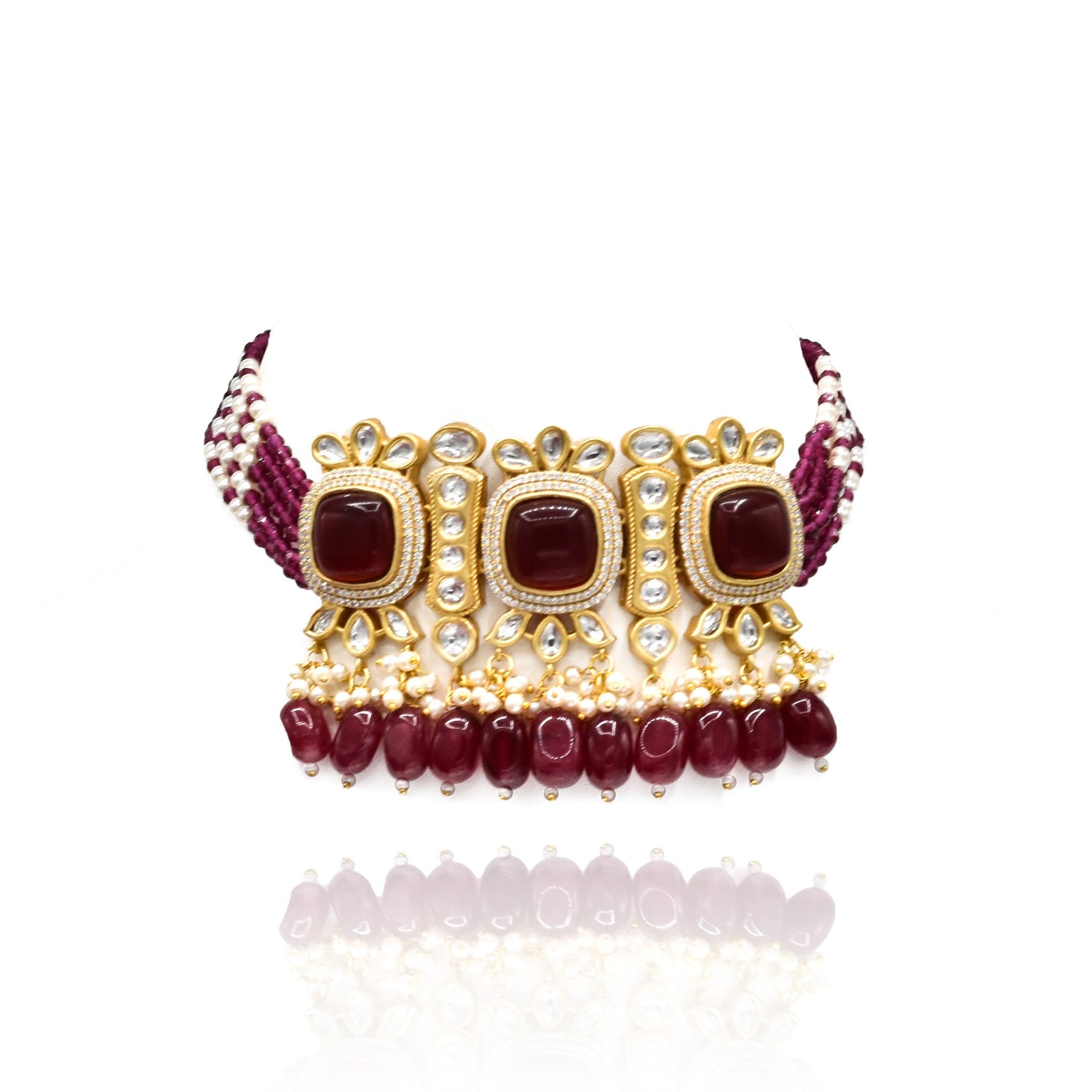 Dania Red Choker Set - The Pashm